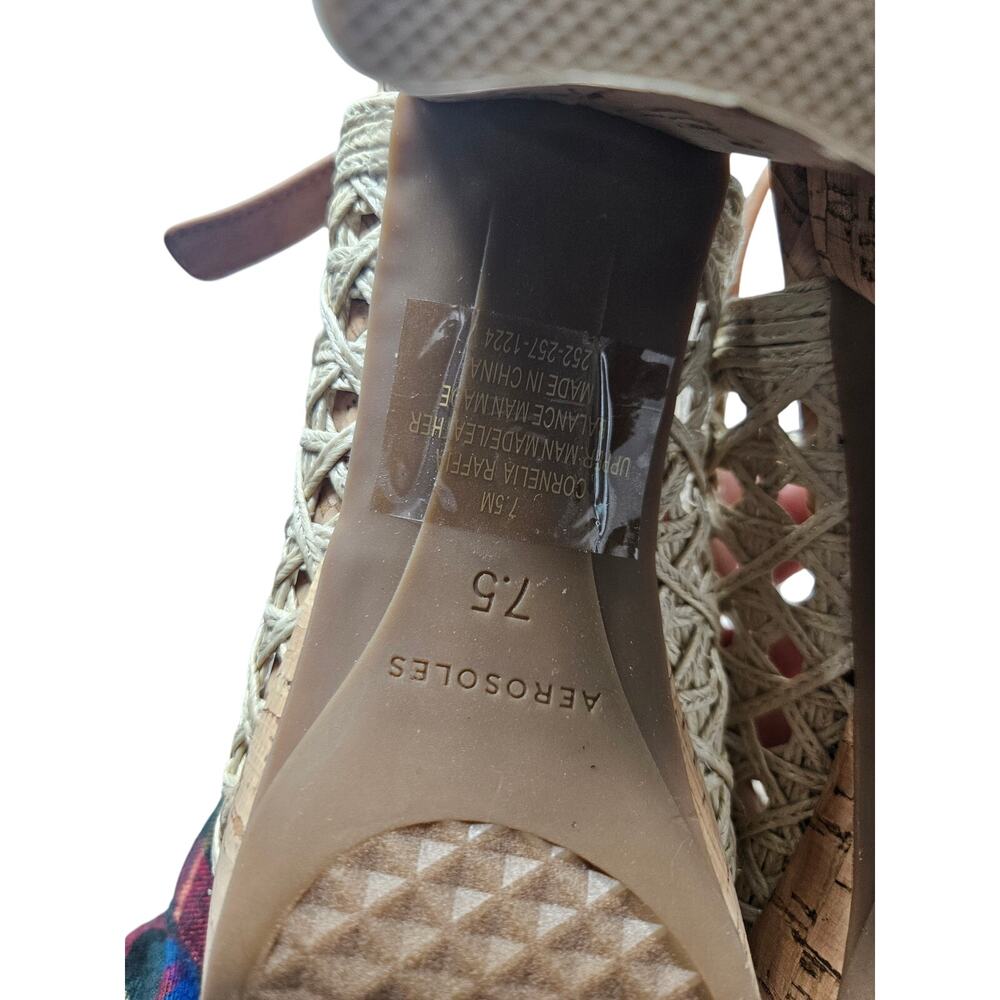 AEROSOLES Beige Woven Cork Slingback Heels - Picture 3 of 6